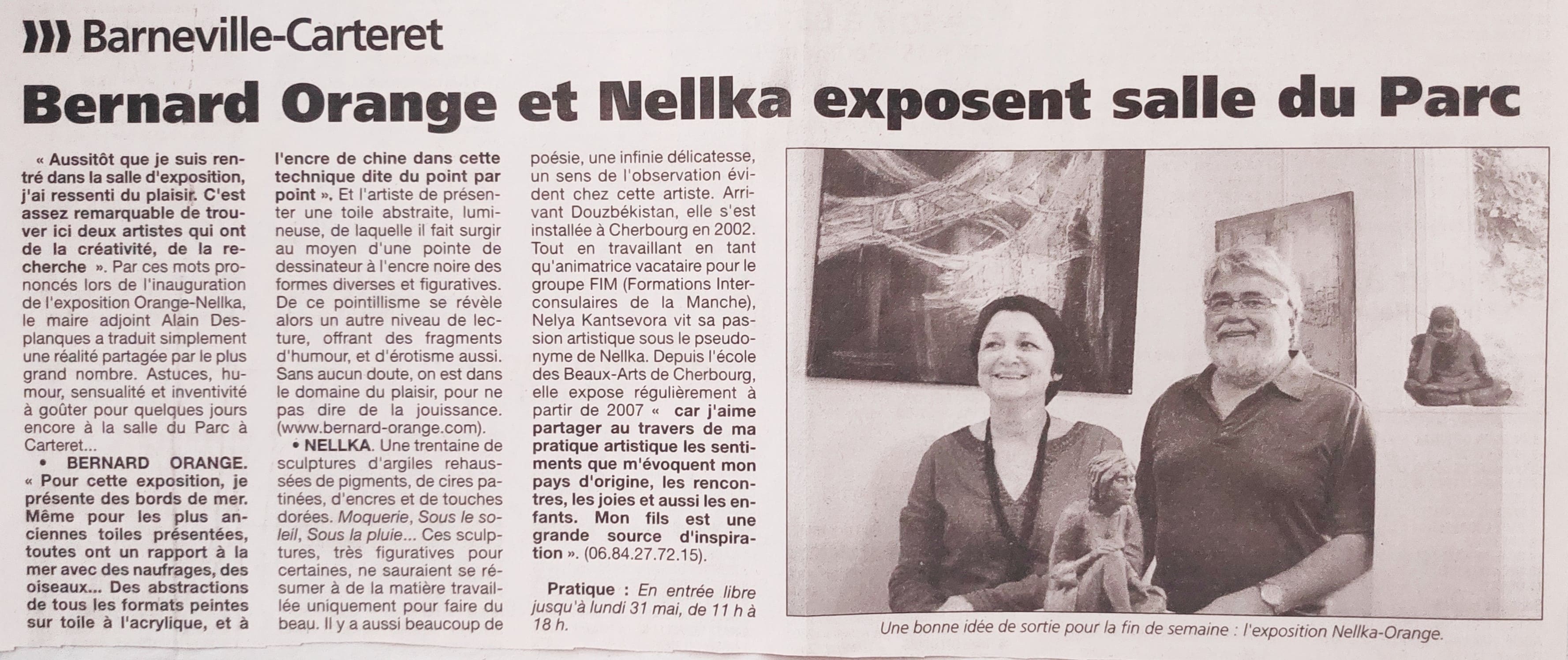 Photo de l'article parlant de Nellka et Bernard Orange
