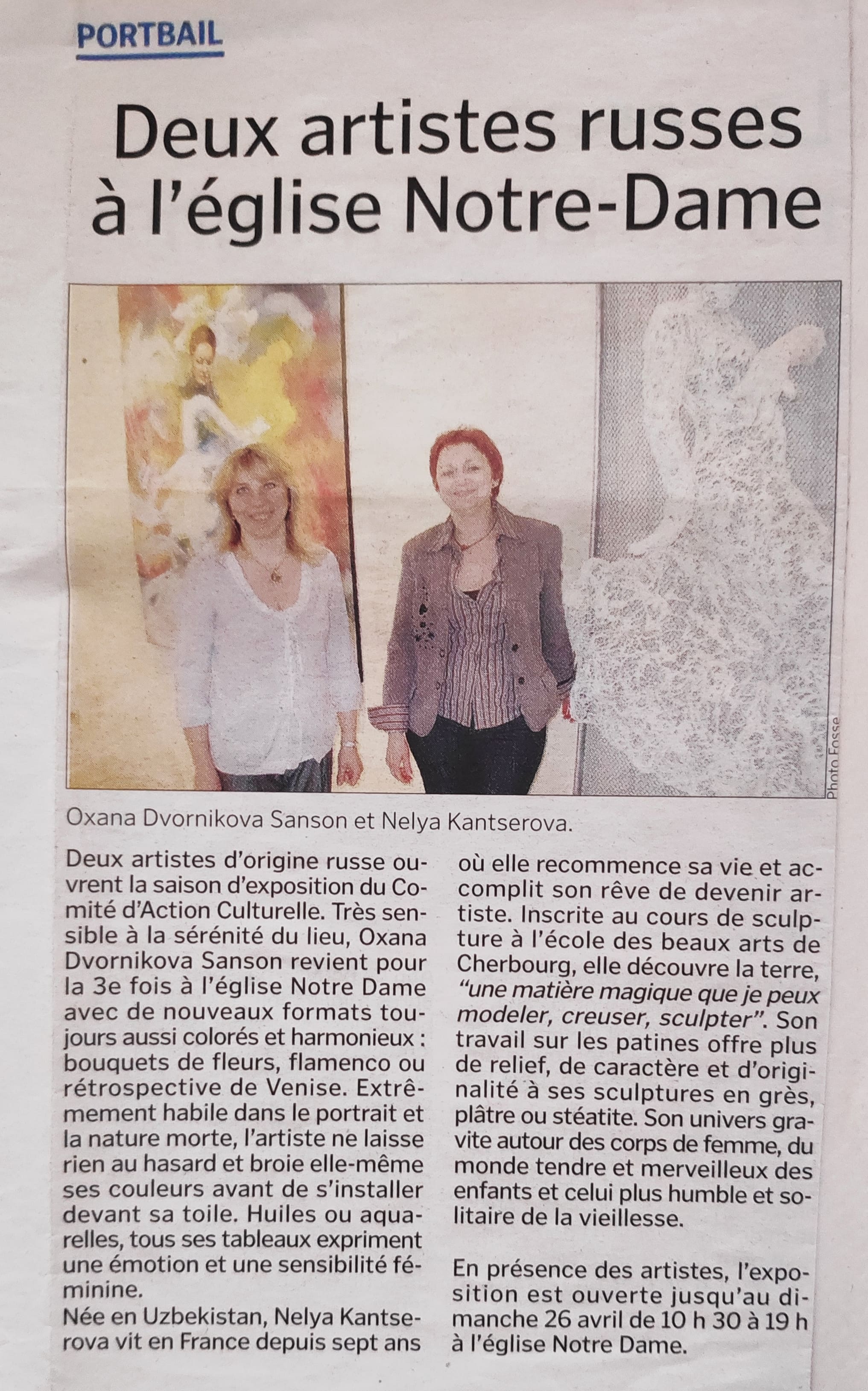 Photo de l'article parlant de Nellka et Oxana Sanson